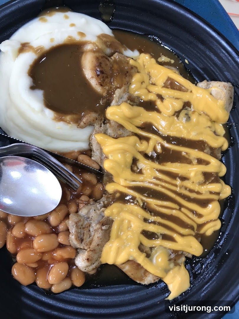 Chicken Steak with Mashed Potatoes and Baked Beans