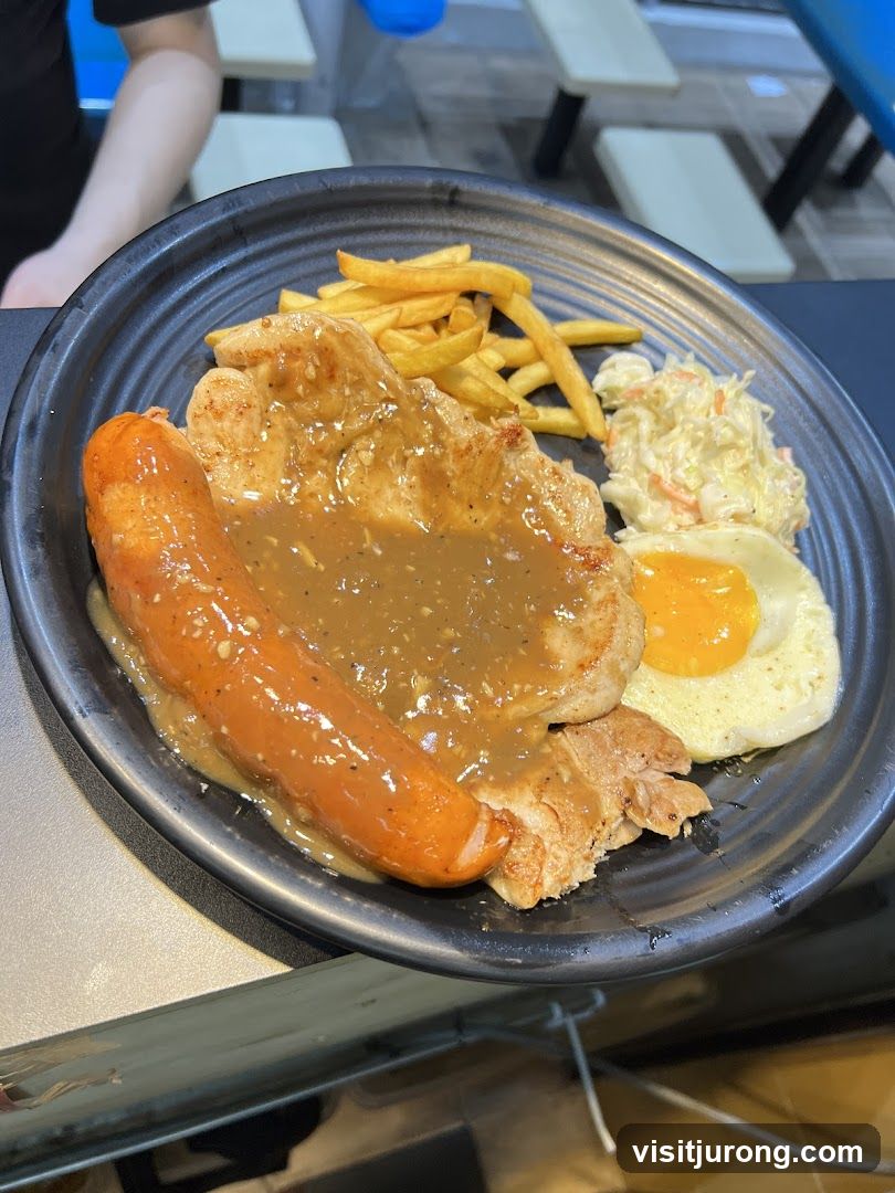 Chicken Chop with Sausage and Fries