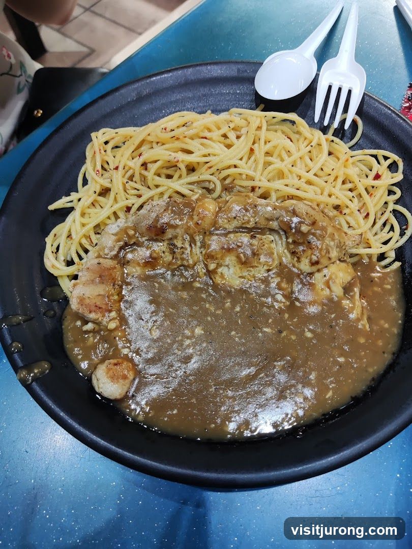 Spaghetti with Chicken and Gravy