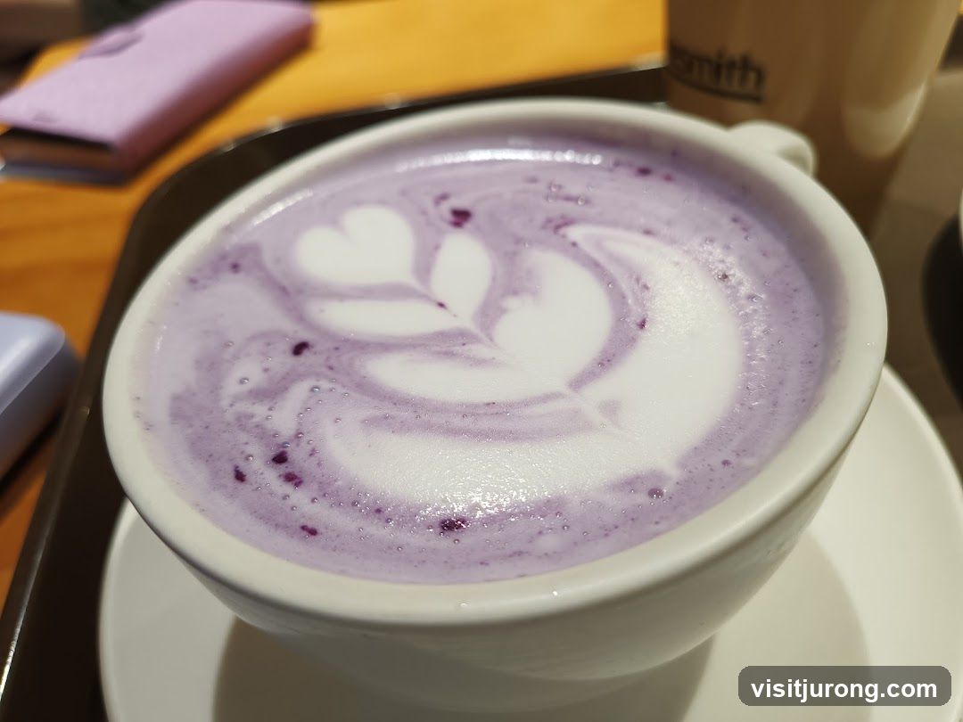 Purple Latte with Latte Art