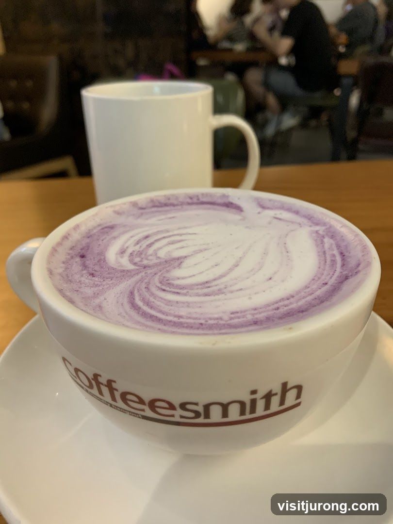 Purple Latte with Latte Art
