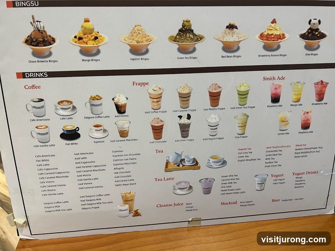 Bingsu and Drinks Menu