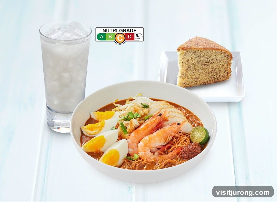 Laksa with Banana Cake and Drink