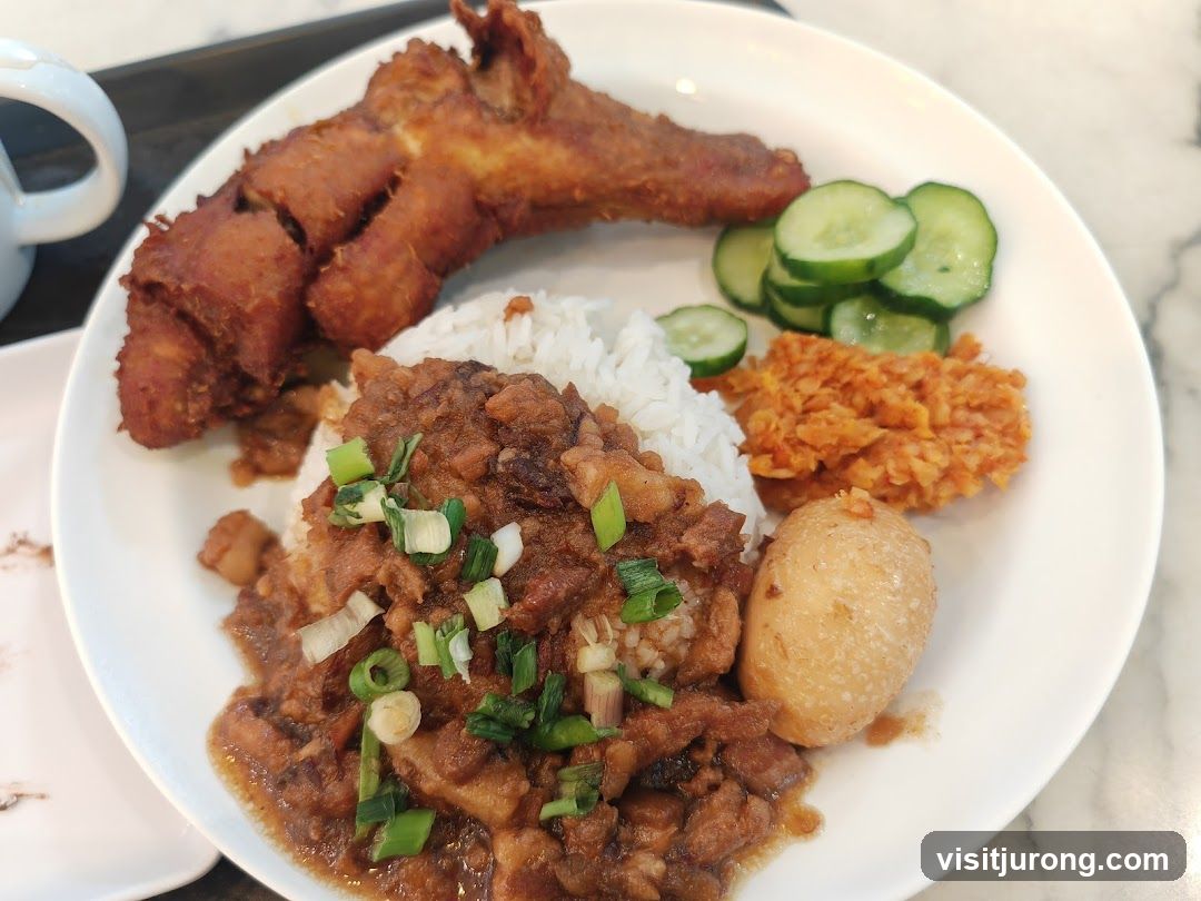 Braised Pork Rice with Fried Chicken