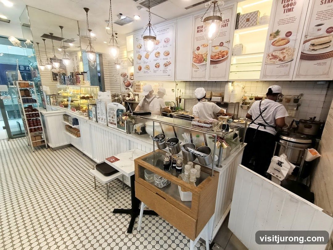 Cafe Interior with Staff Preparing Food