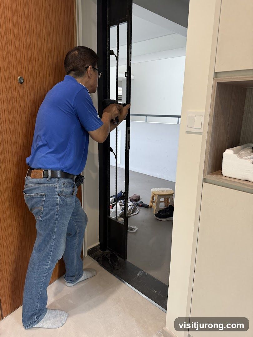 Man installing a gate
