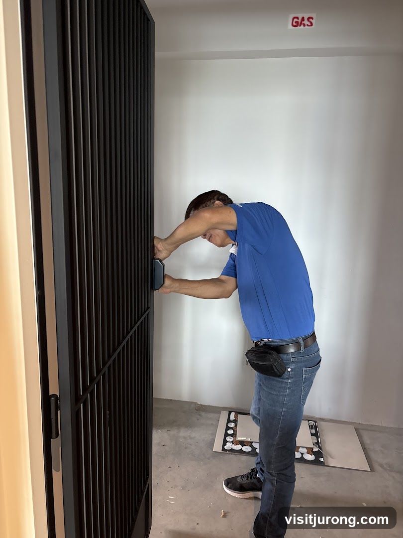 Man installing a gate