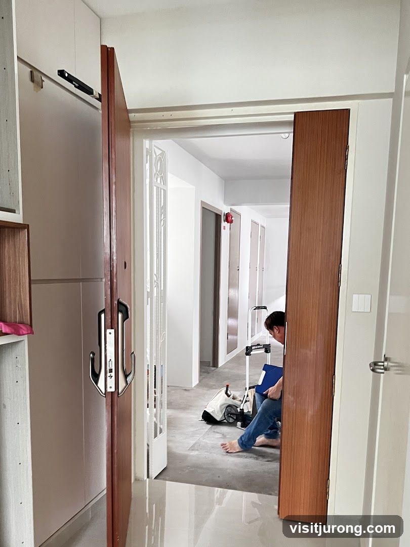 Hallway with person sitting