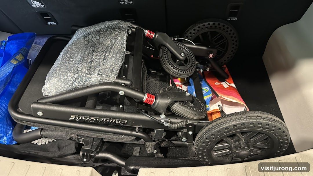 Folded Stroller in Car Trunk