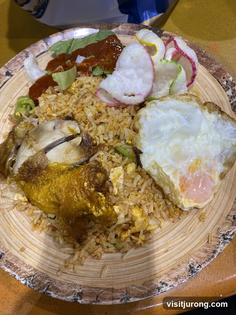 Nasi Goreng with Fried Chicken and Egg