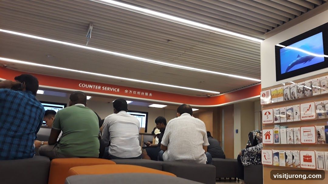 Bank interior with waiting customers