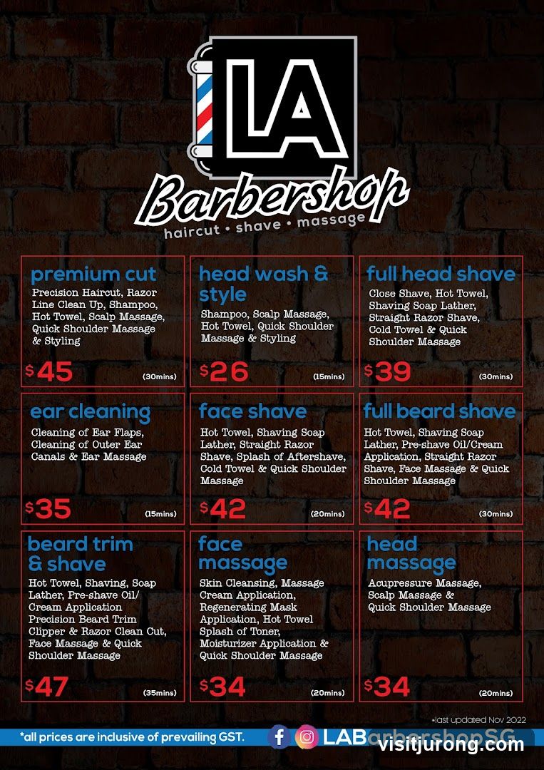 LA Barbershop Menu