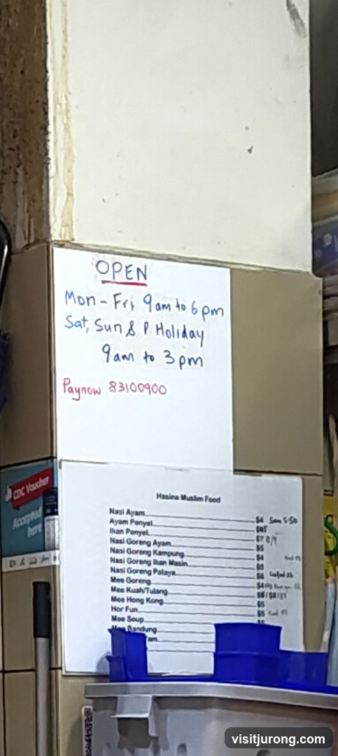 Hasina Muslim Food Menu and Operating Hours