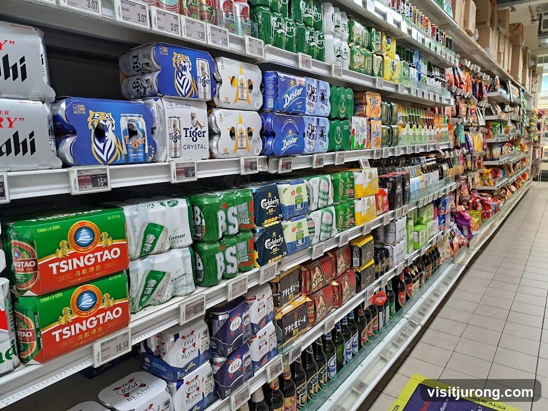 Beer aisle in a supermarket
