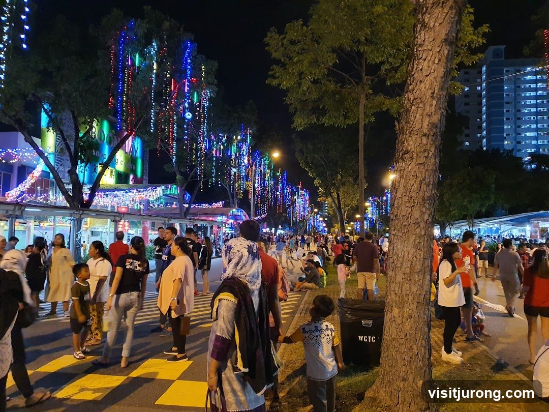 Night Market with Festive Lights