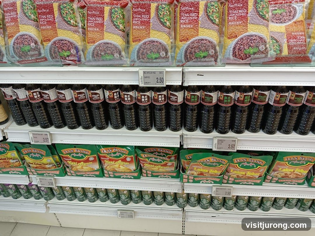 Supermarket Shelves with Food Products