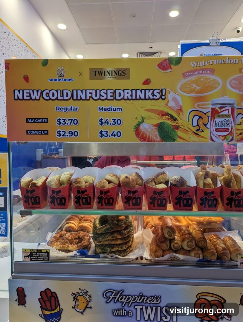 Auntie Anne's Cold Infuse Drinks and Pretzels