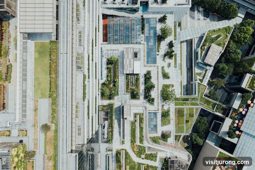 Aerial View of a Modern Urban Landscape with Green Spaces