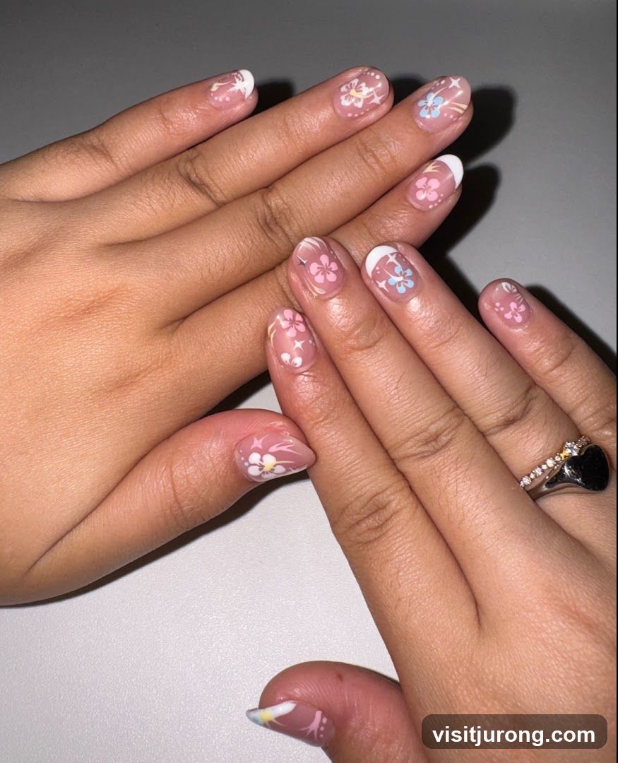 Nails with floral design