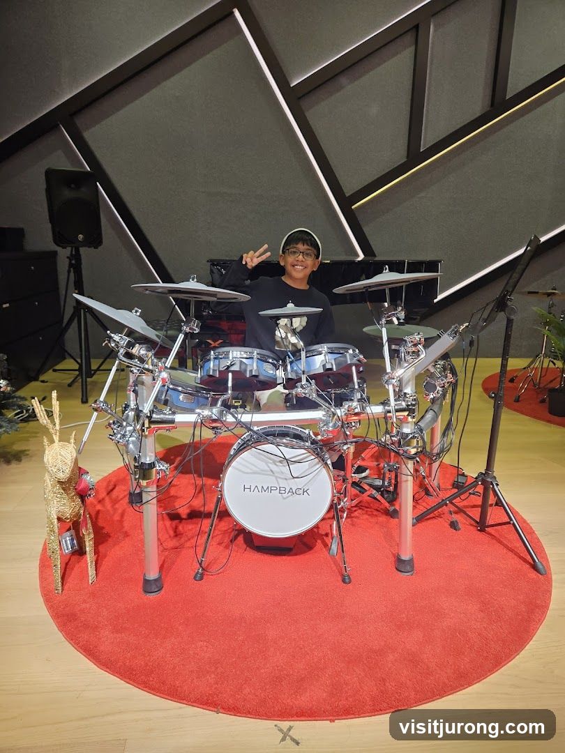 Boy playing drums