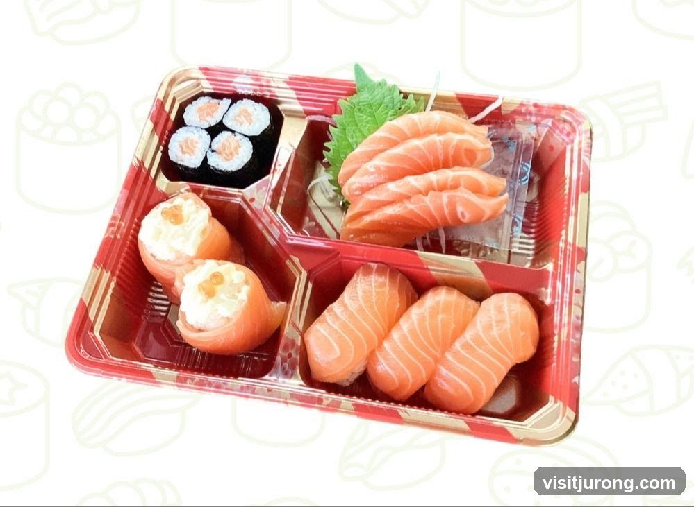 Salmon Sushi and Sashimi Bento Box