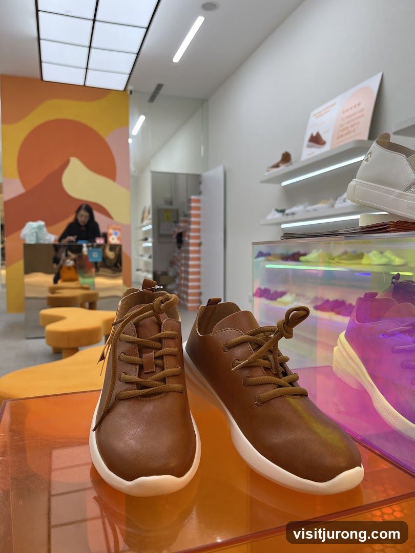 Brown Leather Sneakers on Display