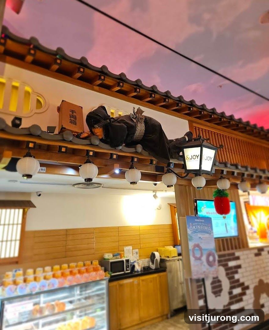 Japanese-themed interior with a mannequin