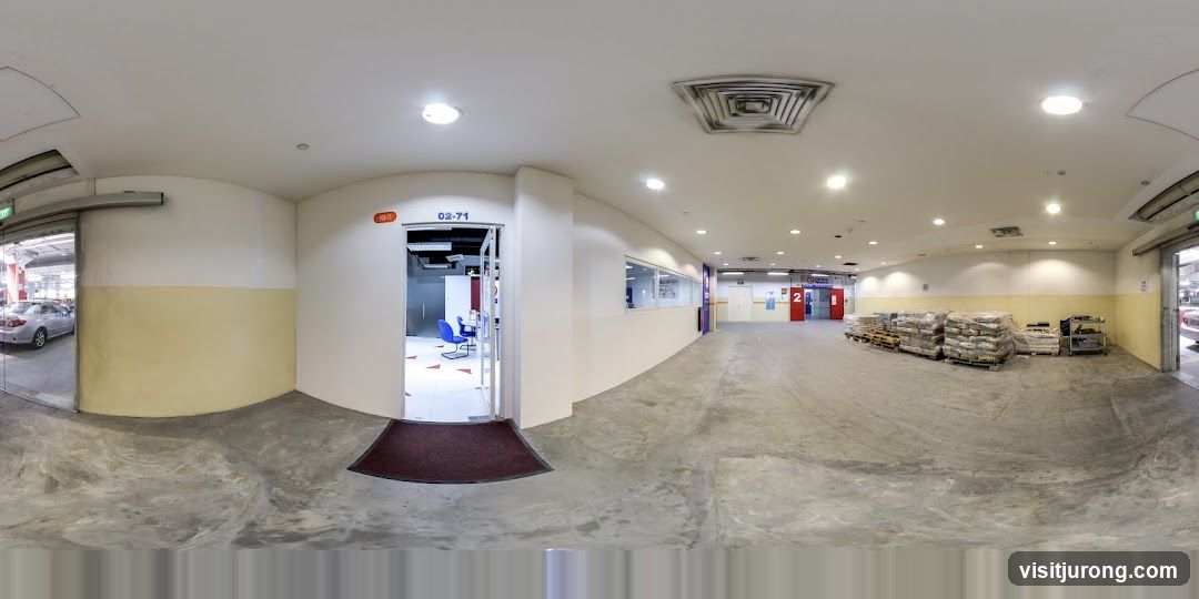 Warehouse Interior with Goods and Offices