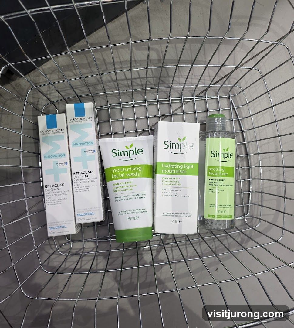 Skincare Products in a Shopping Basket