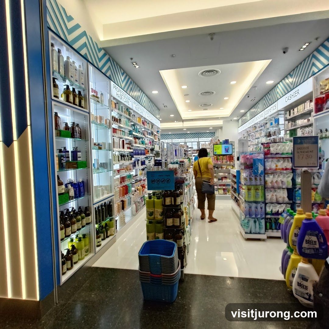 Pharmacy aisle with products