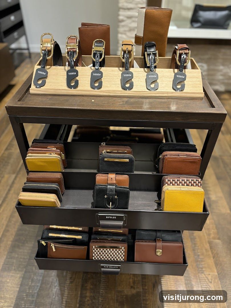 Fossil Belts and Wallets Display