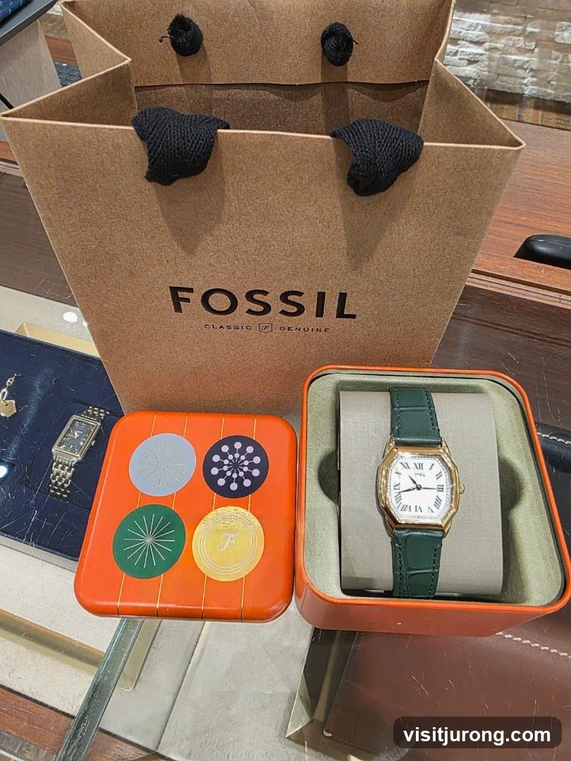 Fossil watch and packaging