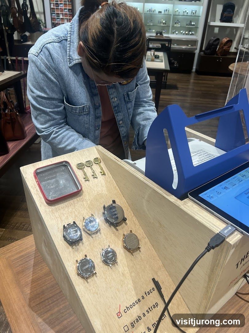 Customer customizing a watch