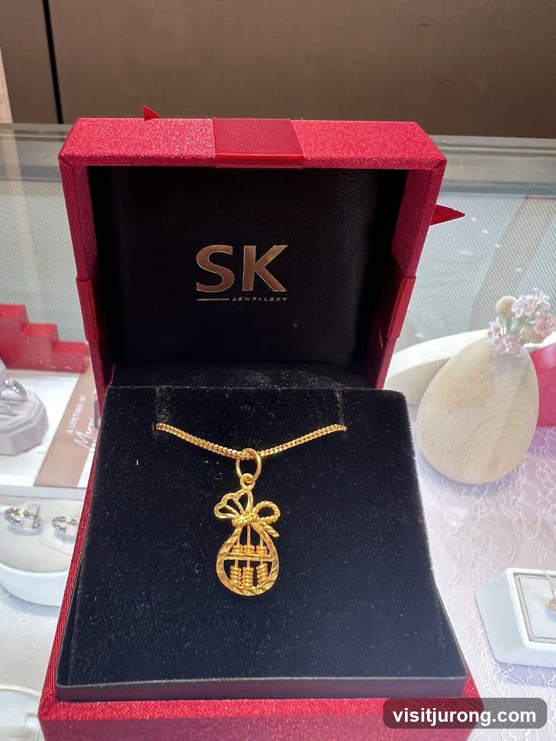 Gold pendant in a jewelry box