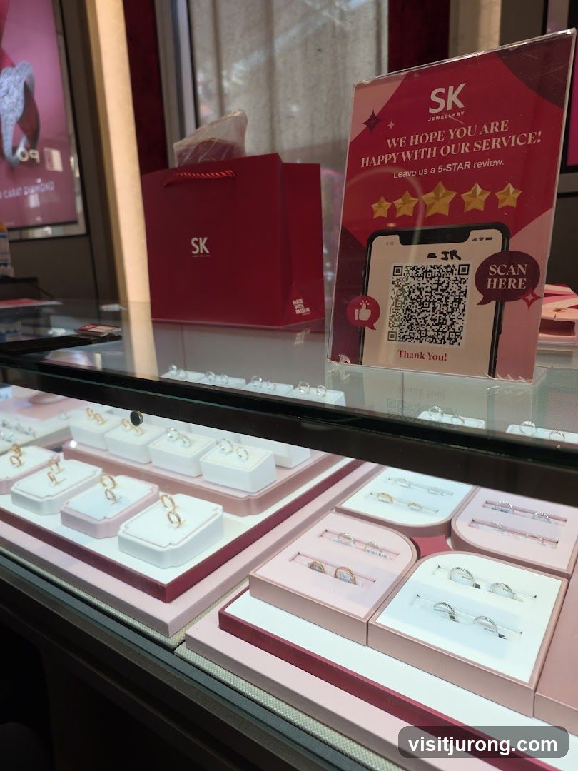 Jewelry Display with Review Sign