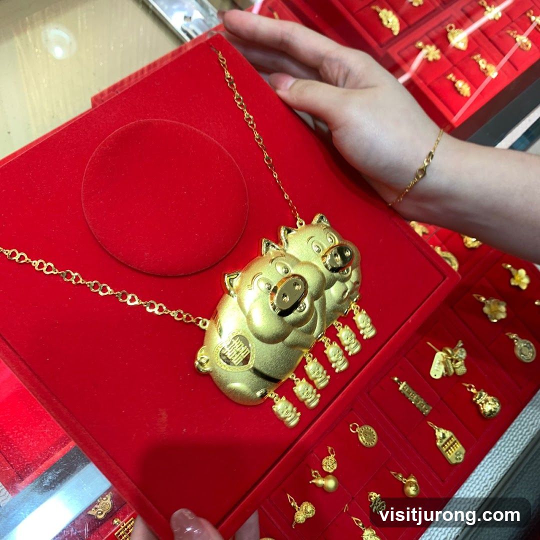 Gold Pig Necklace and Charms