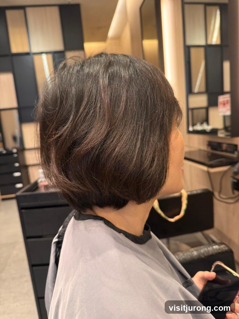 Woman with a bob haircut in a salon