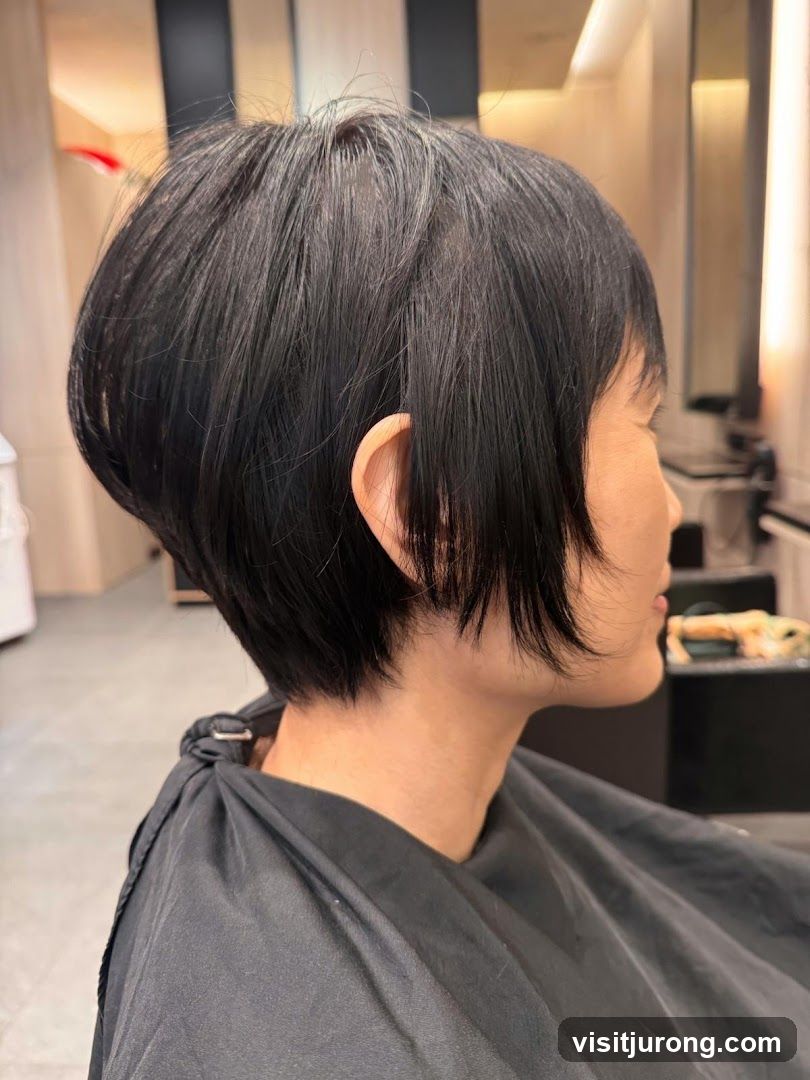 Woman with a new haircut