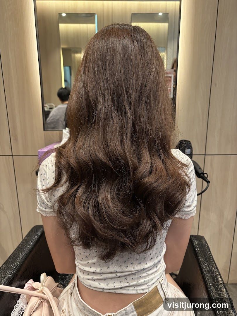 Woman with styled brown hair