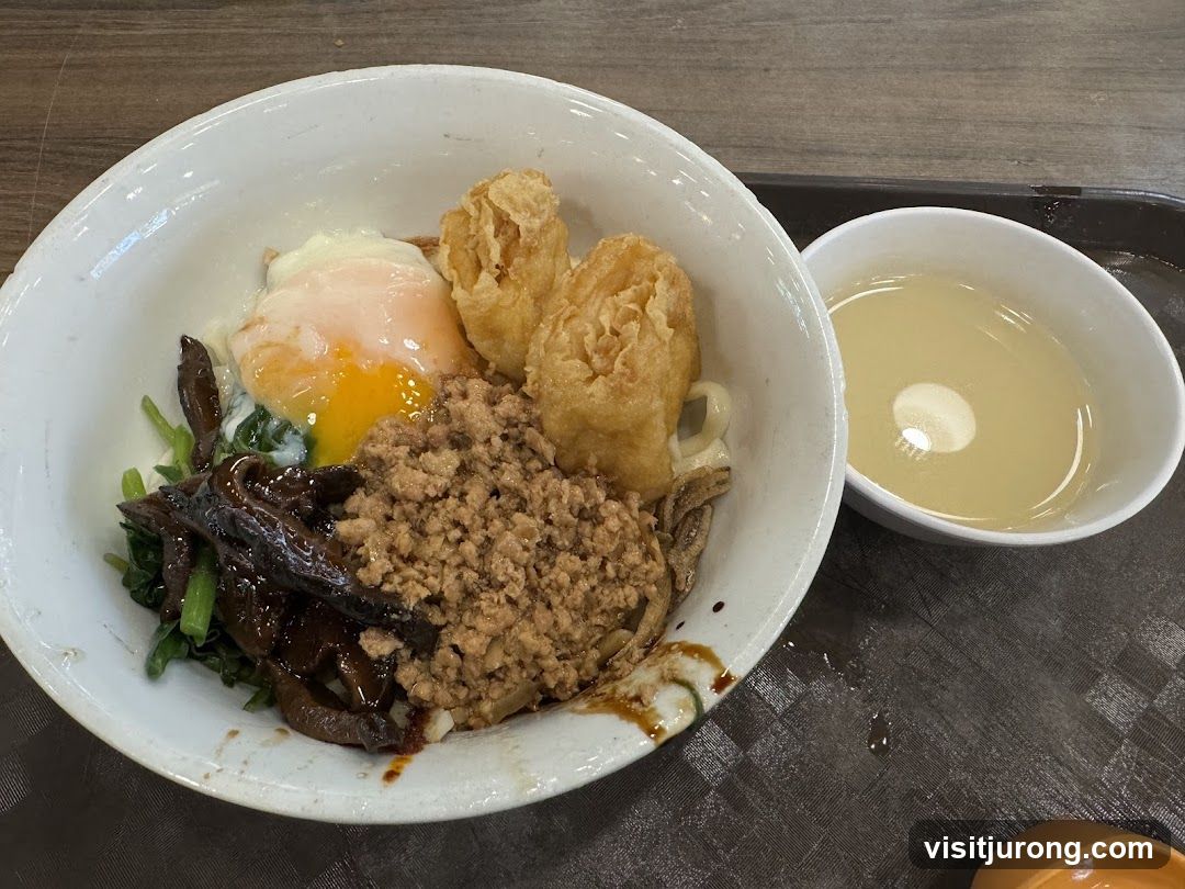 Noodle Bowl with Egg and Fried Items