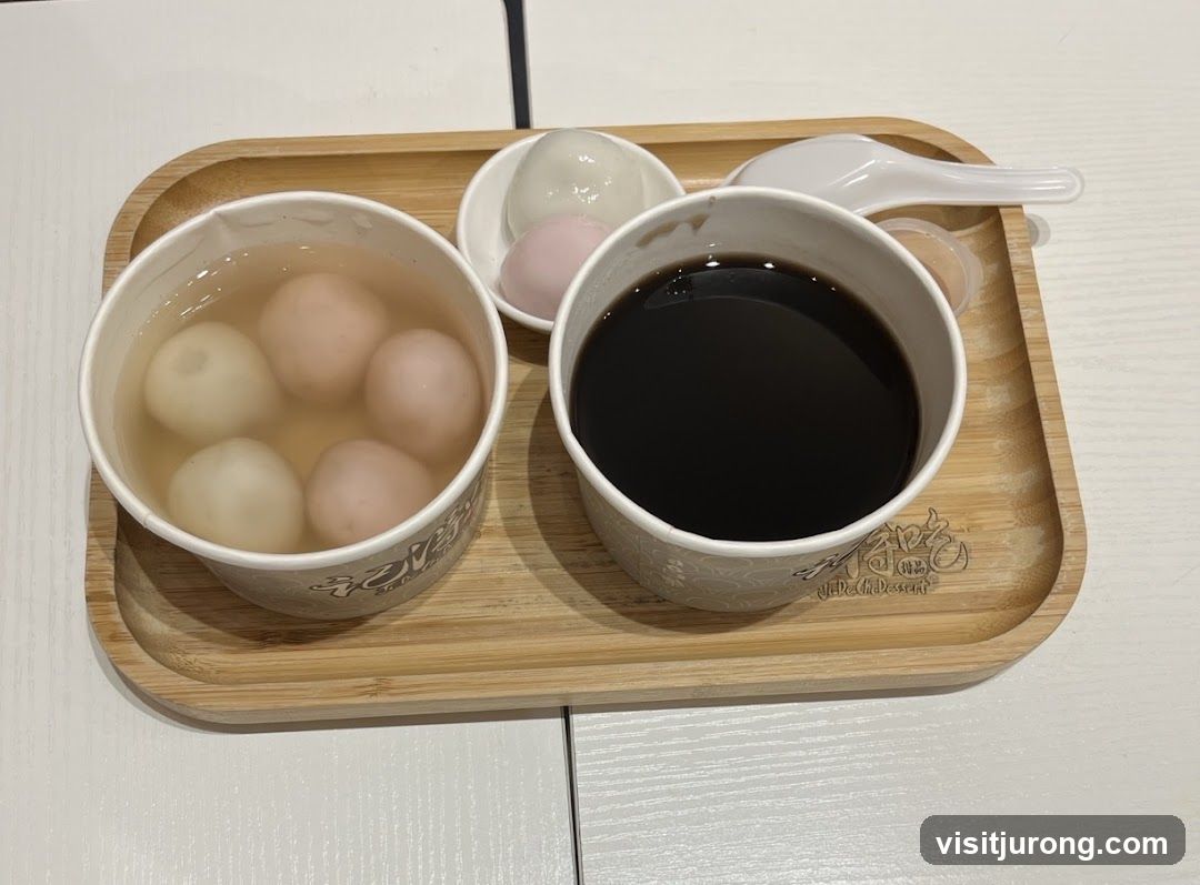 Dessert with Tangyuan and Black Sesame Soup