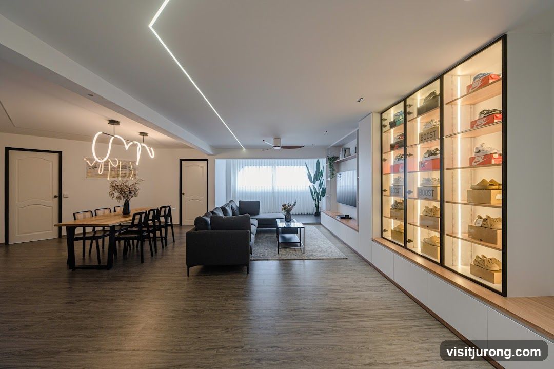 Modern Living Room with Display Cabinet