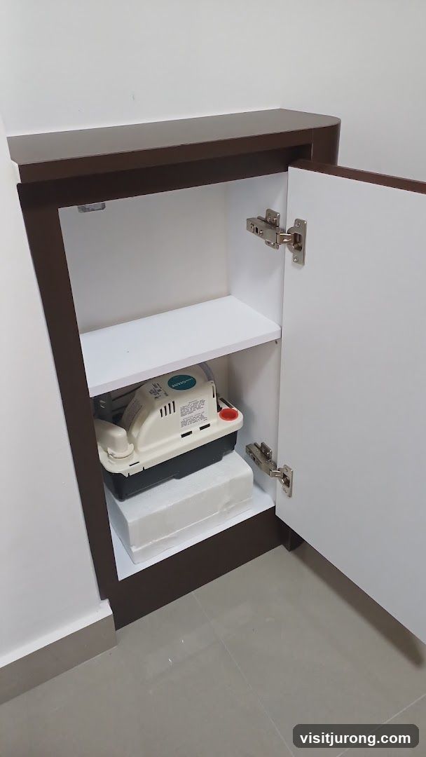 Cabinet with a pump inside