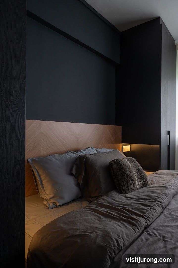 Modern Bedroom with Dark Accents
