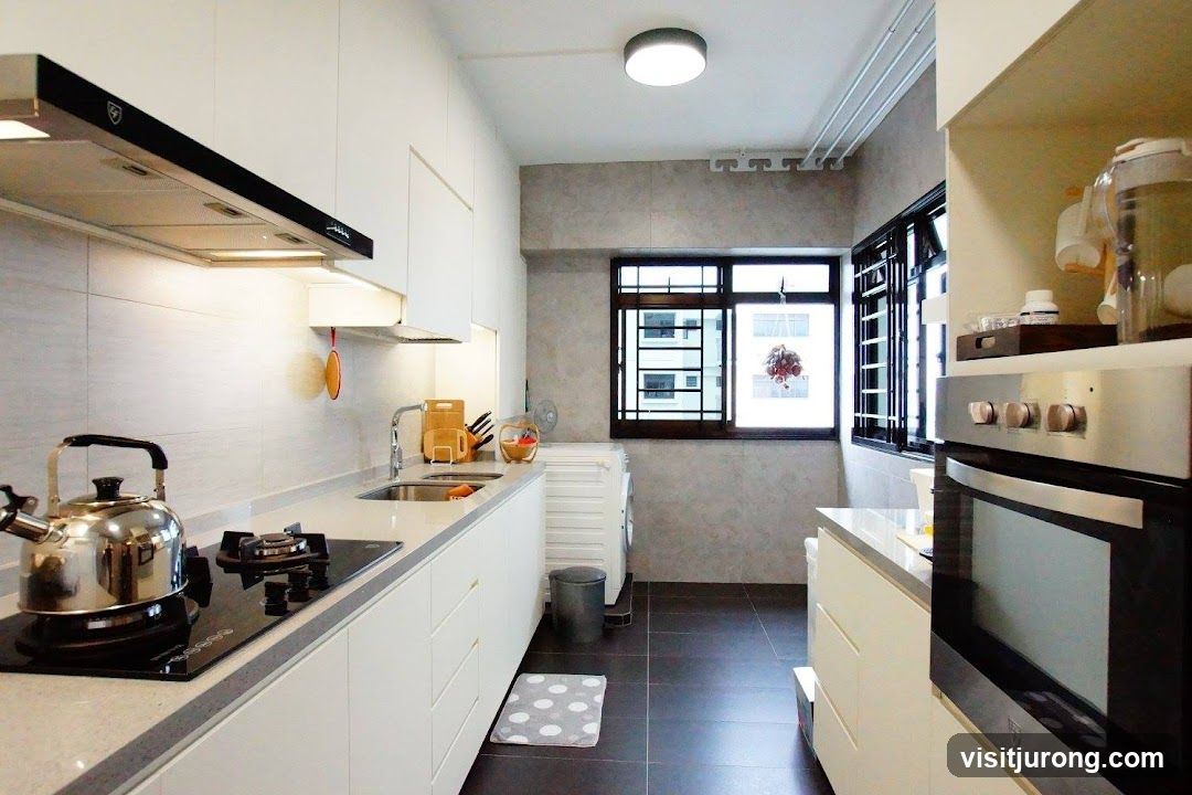 Modern Kitchen with White Cabinets and Stainless Steel Appliances