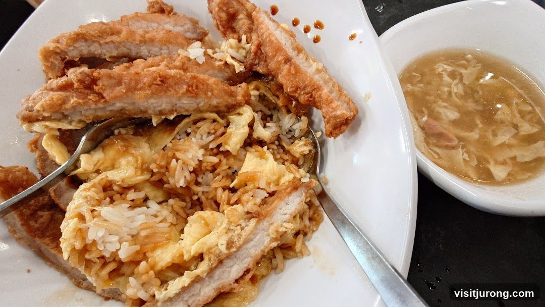 Fried Pork Chop with Rice and Soup