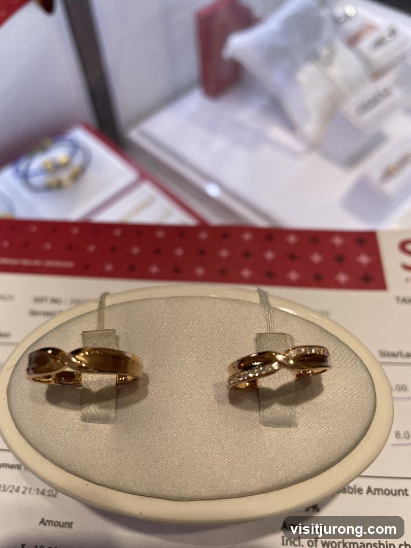 Two gold rings on display