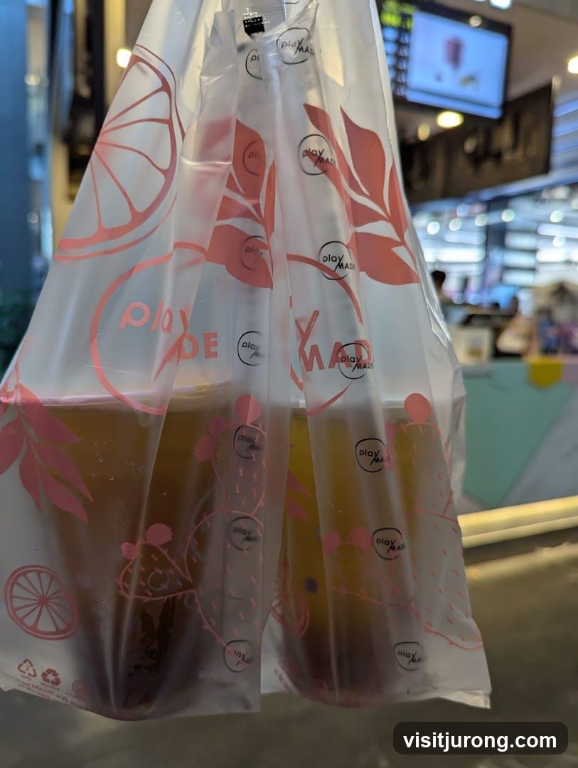 Drinks in a branded bag