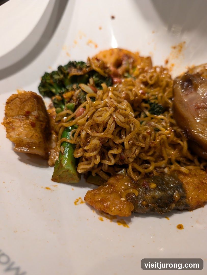 Spicy Noodles with Broccoli and Meat