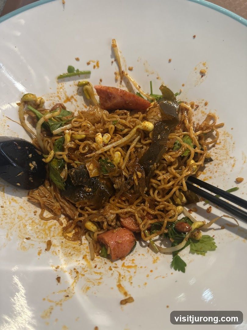 Spicy Noodles with Sausage and Bean Sprouts